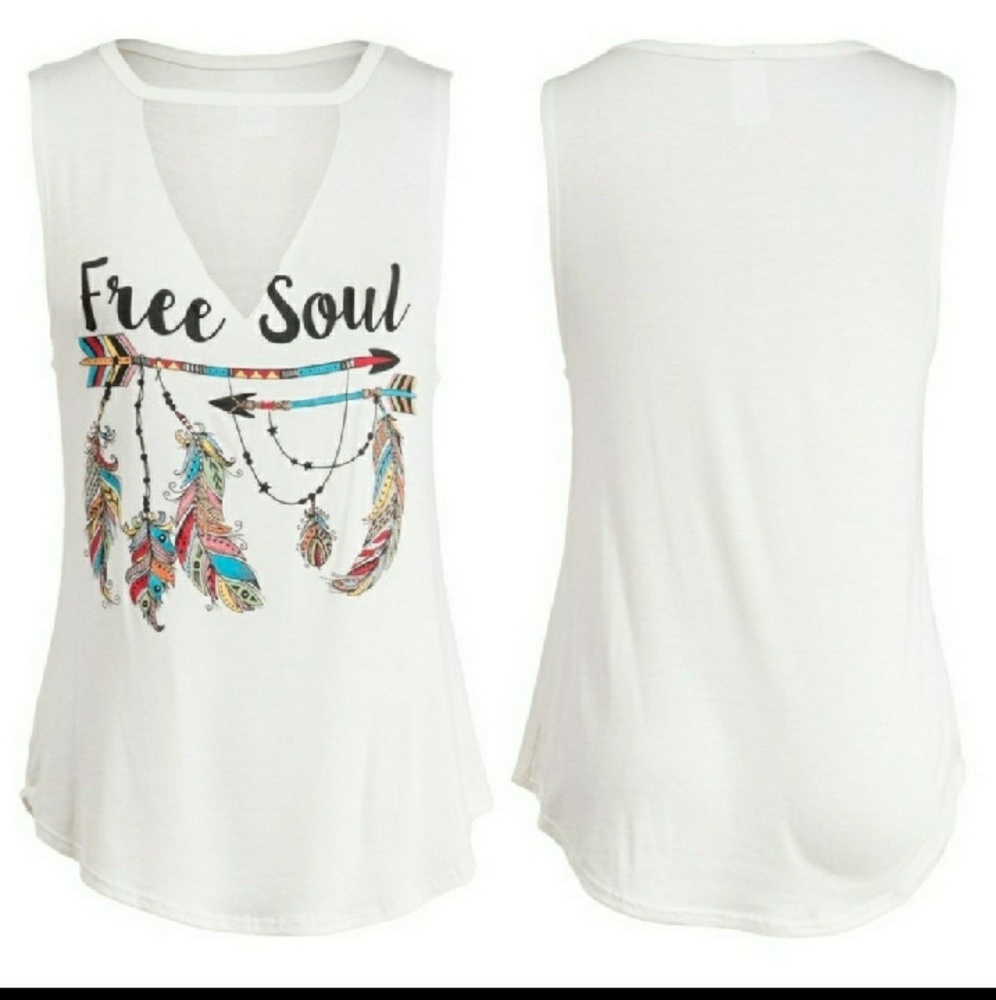 ❤ FREE SOUL choker V neck tank!